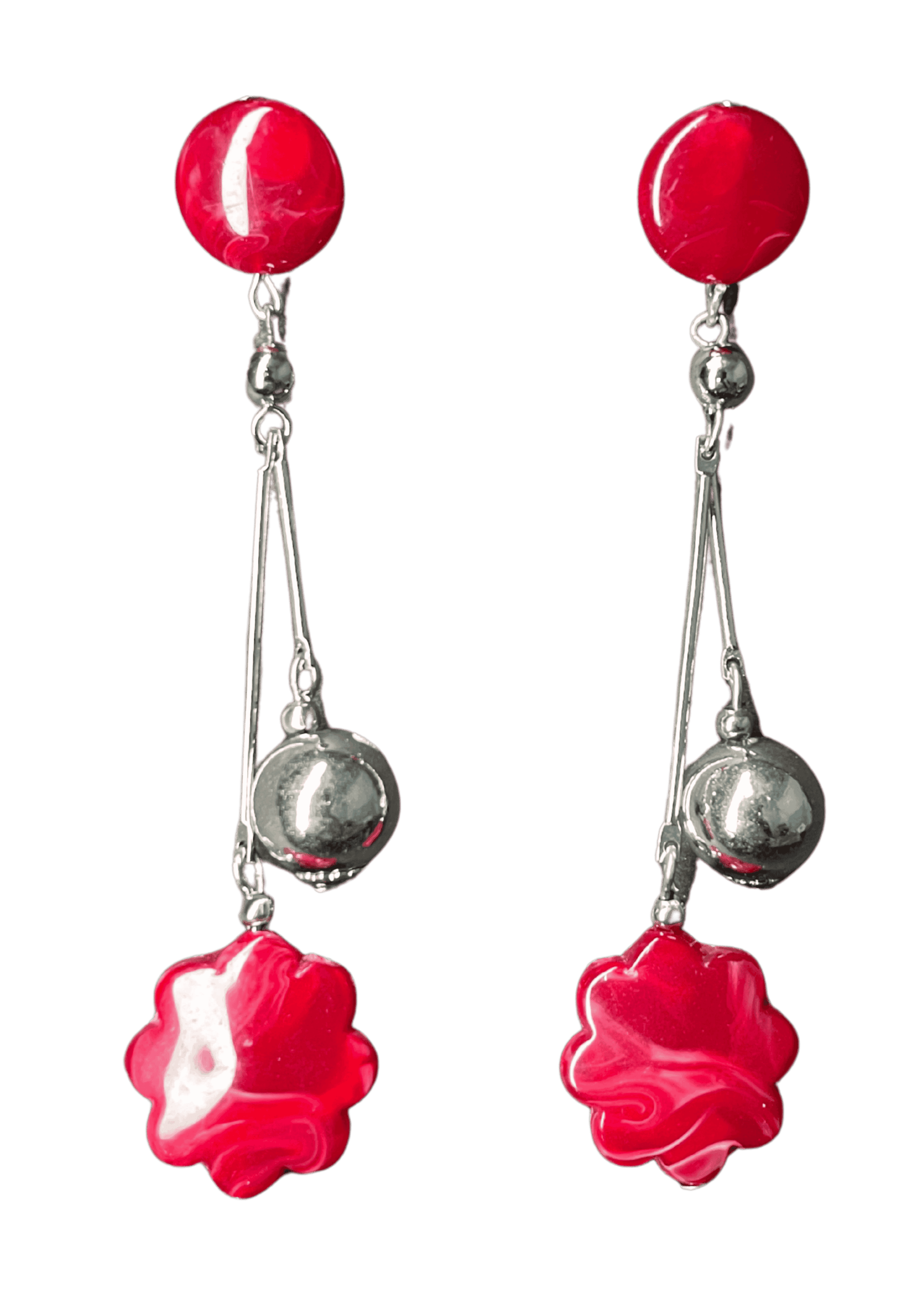 Vintage Red Petal Earings